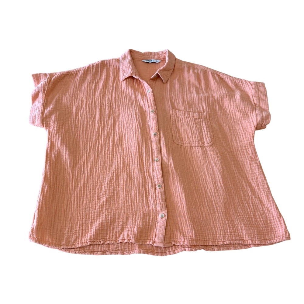 Sonoma Goods For Life Coral Cotton Gauze Button Down Shirt XXL Peach Top